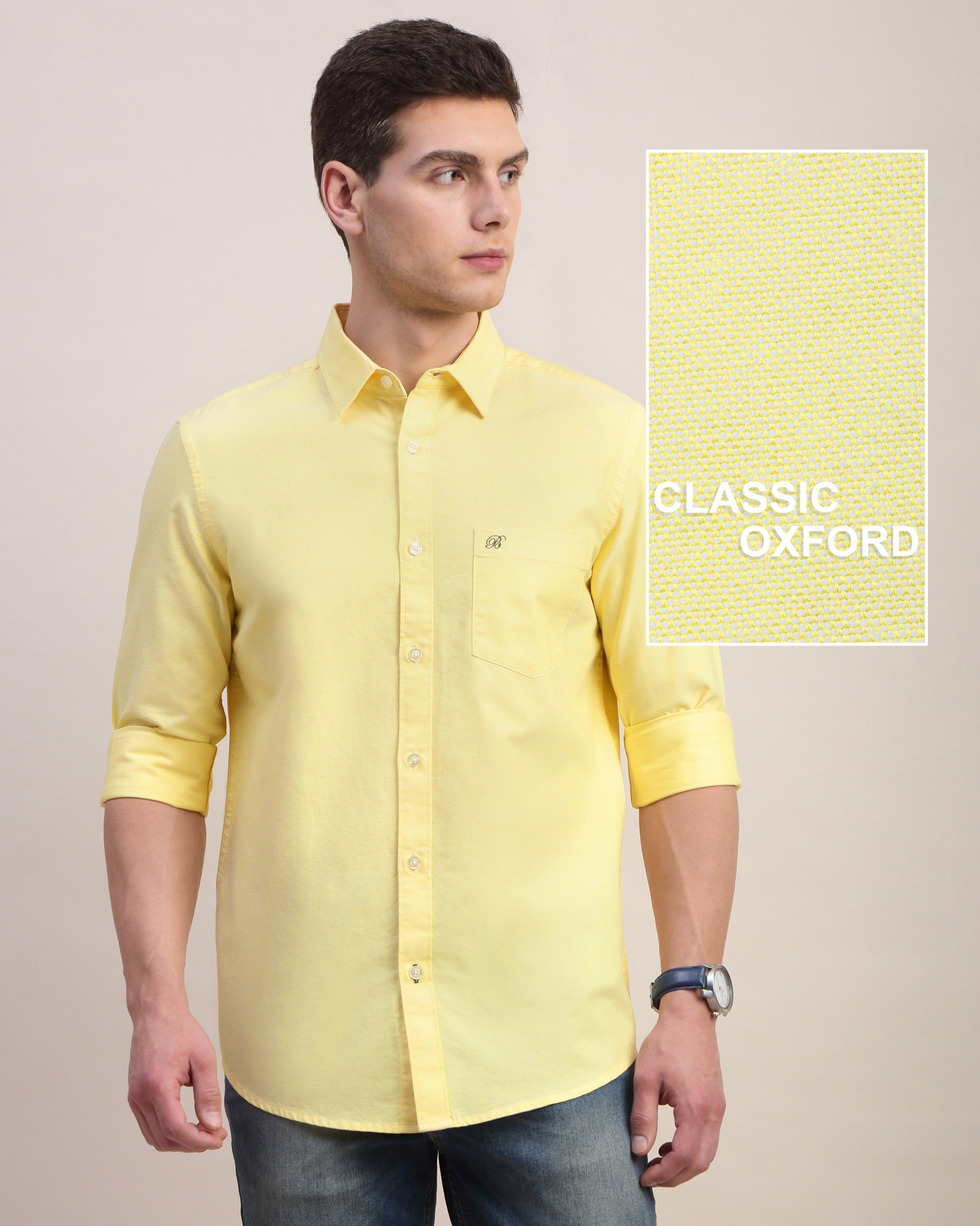 Men Yellow Oxford Shirt