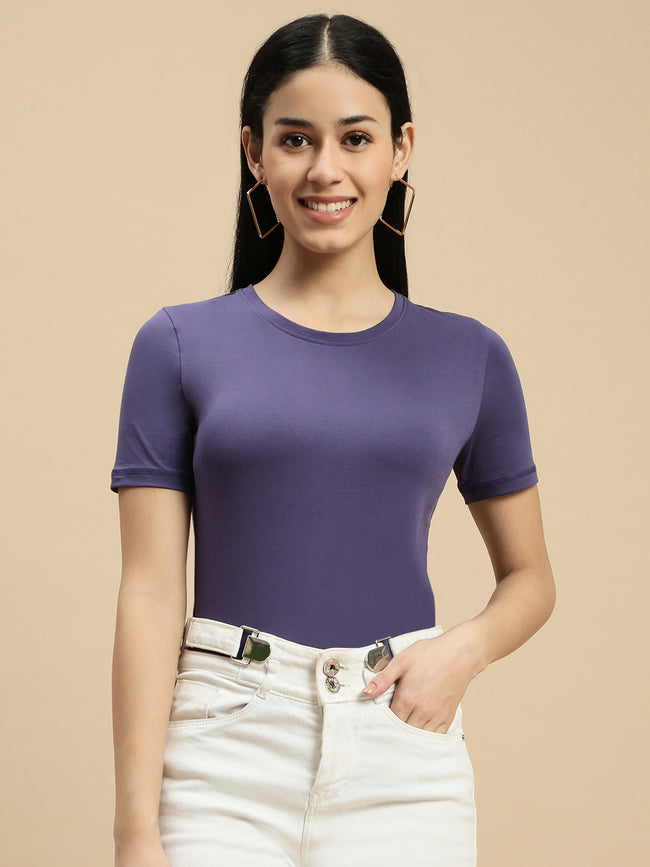 Women Blue Half Sleeve Top
