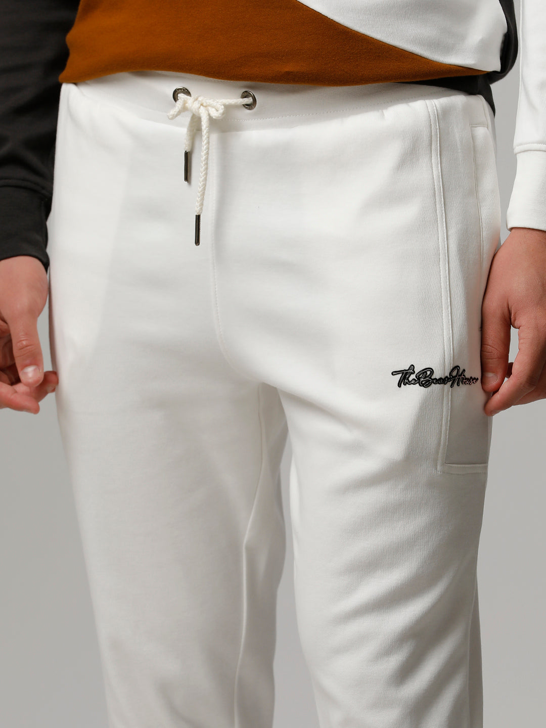 Men Ardor Edition White Solid Slim Fit Track Pants