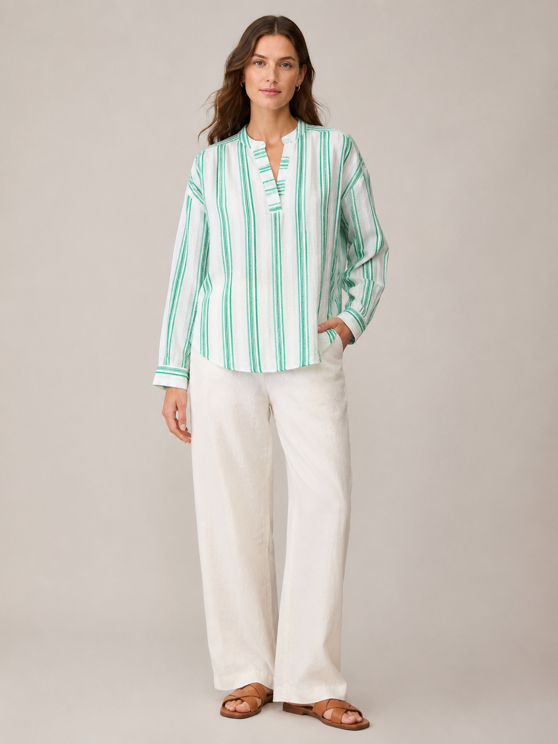 Women Green Horizontal Stripe top
