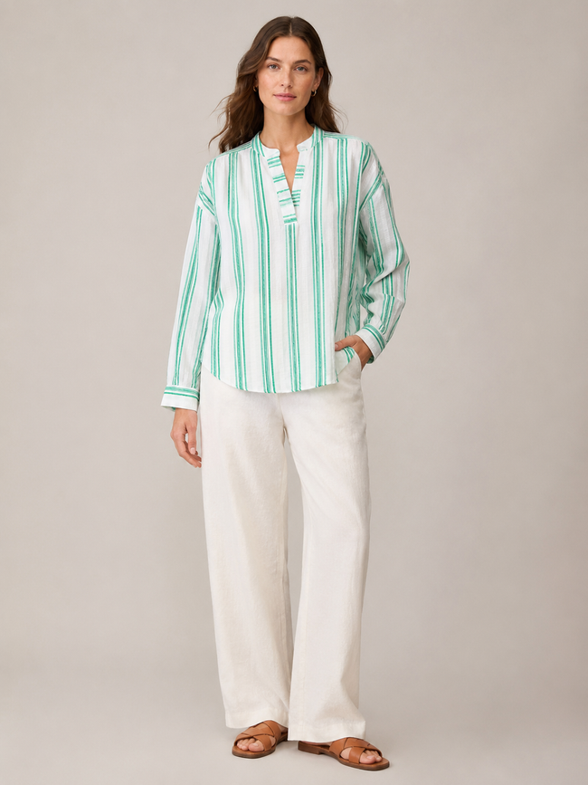 Women Green Horizontal Stripe top