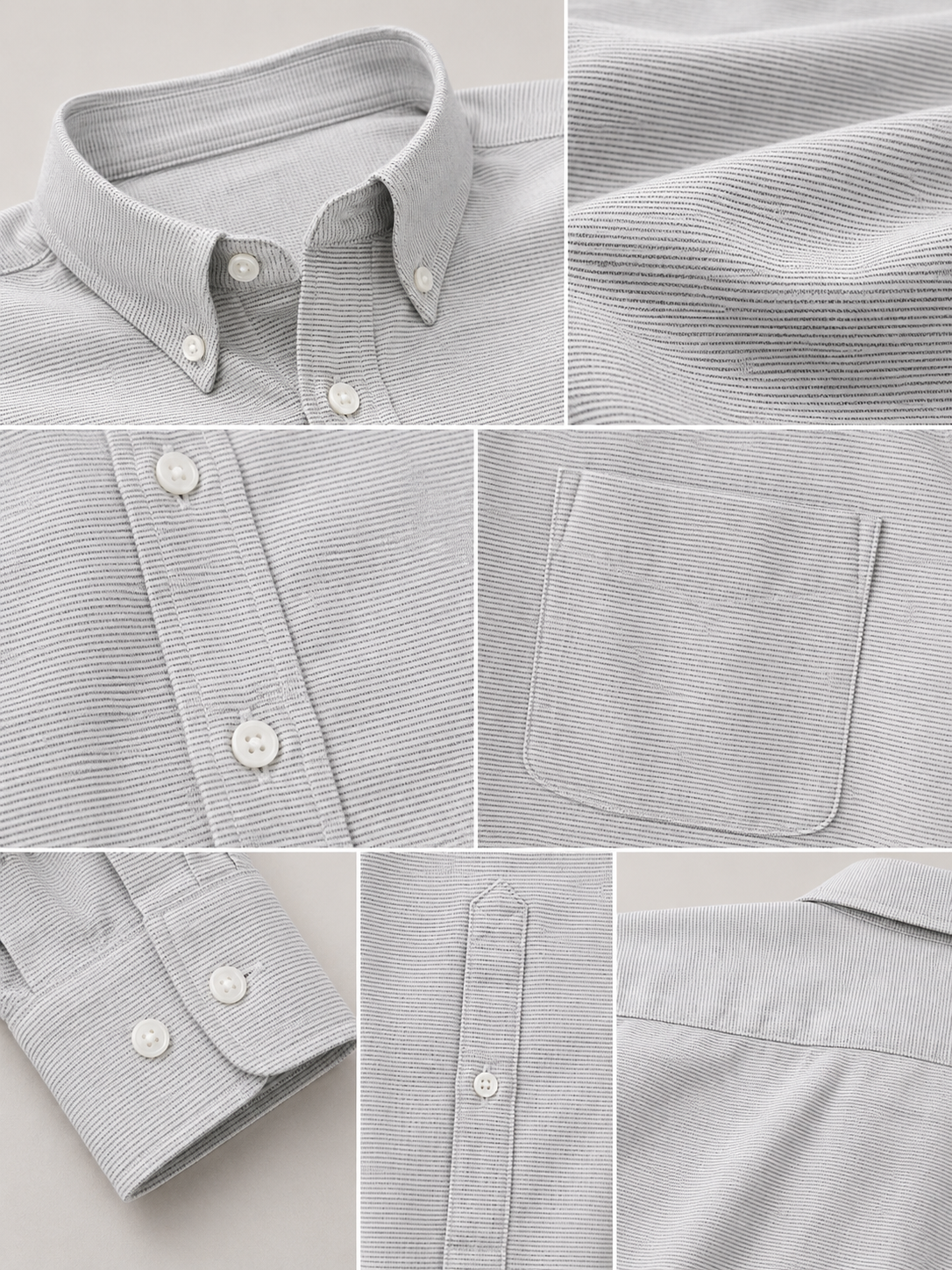 Men Light Grey Micro Stripe Shirt