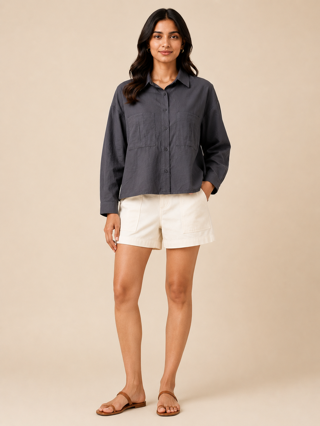 Women Grey Utility Shirt