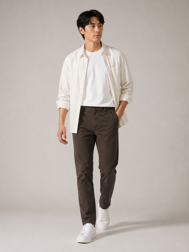 Men Brown Tailored Stretchable Chinos