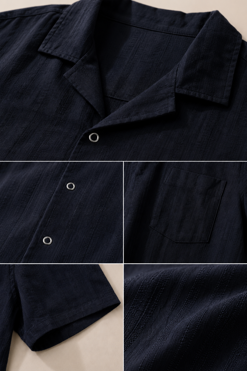 Men Black Resort-Fit Camp Collar Shirt