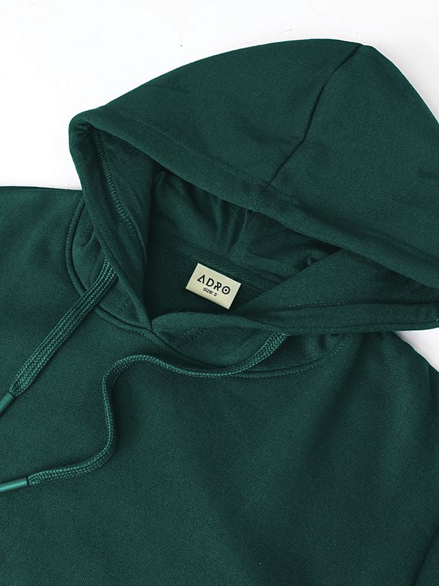 Men Green Cotton Fleece Printed Hoodie