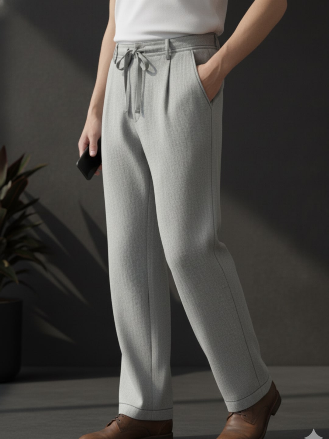 Men Grey Korean Pant