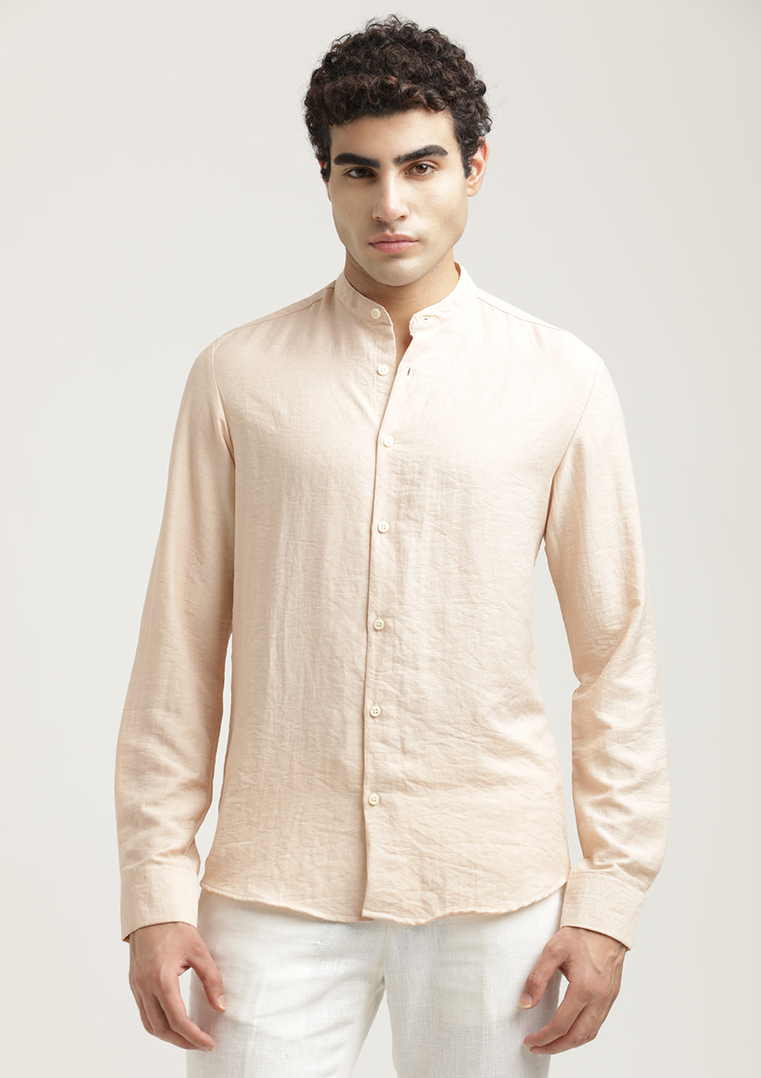 Men Mandarin Collar Nylon Shirt