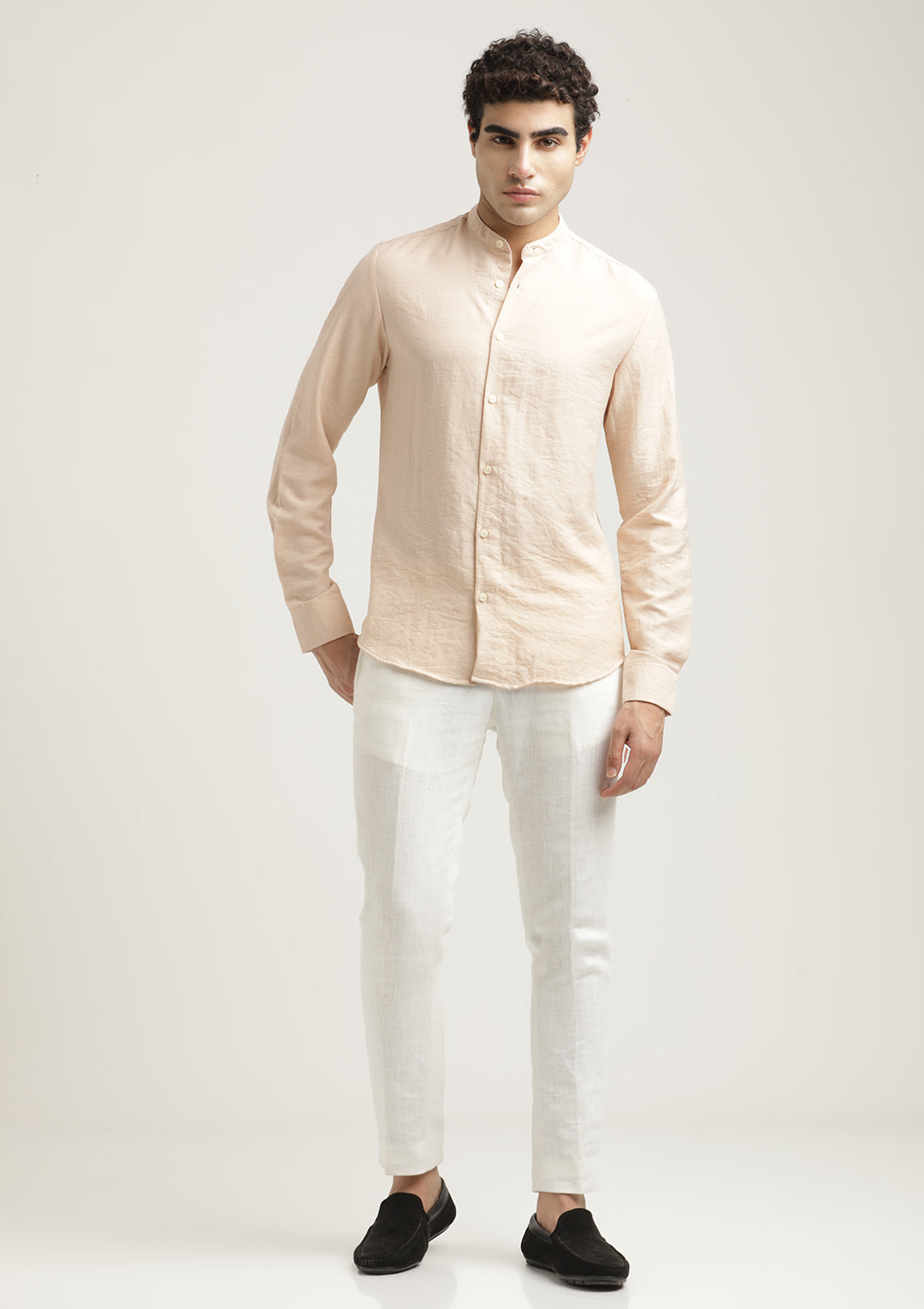 Men Mandarin Collar Nylon Shirt
