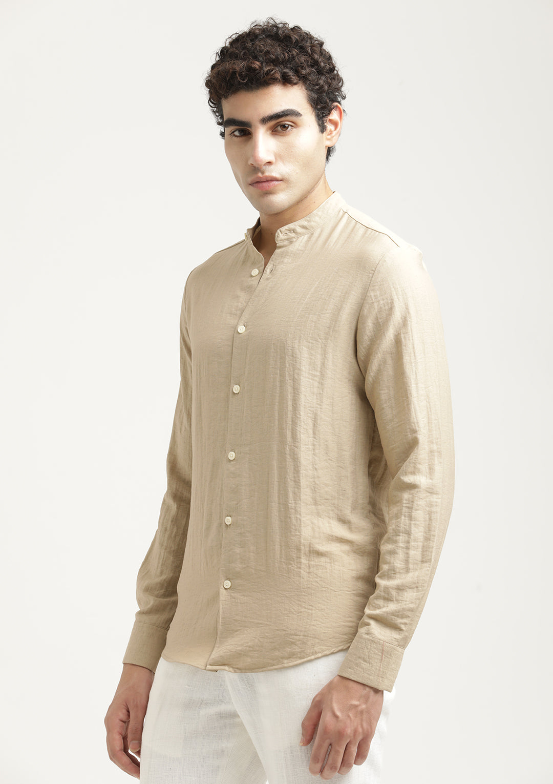 Men Mandarin Collar Nylon Shirt