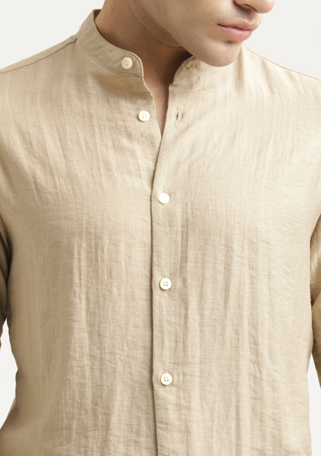 Men Mandarin Collar Nylon Shirt
