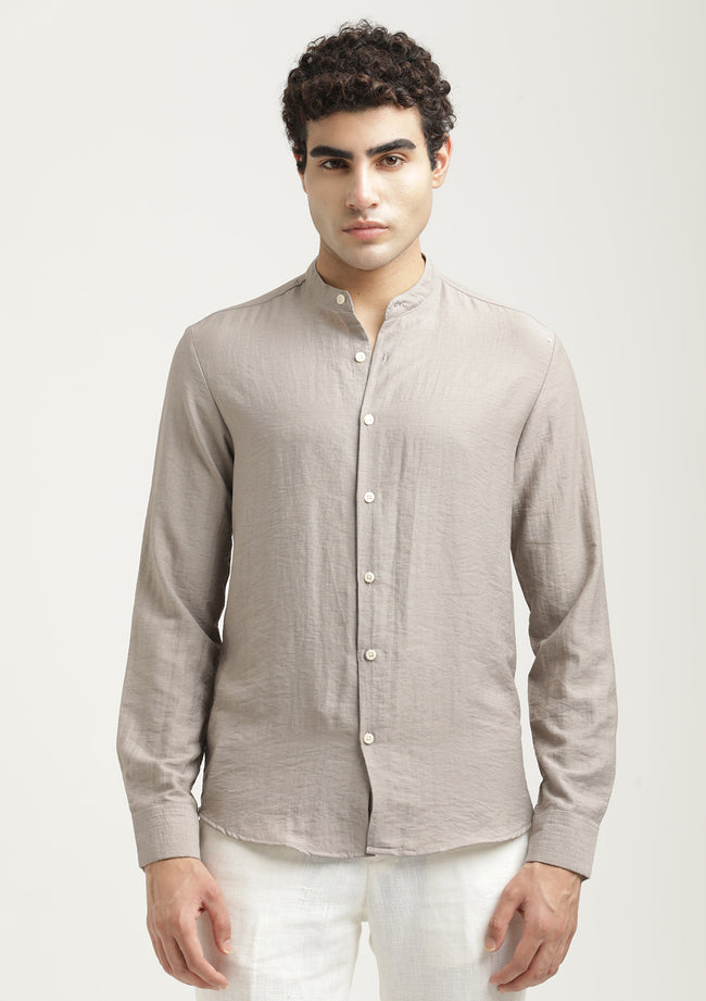Men Mandarin Collar Nylon Shirt