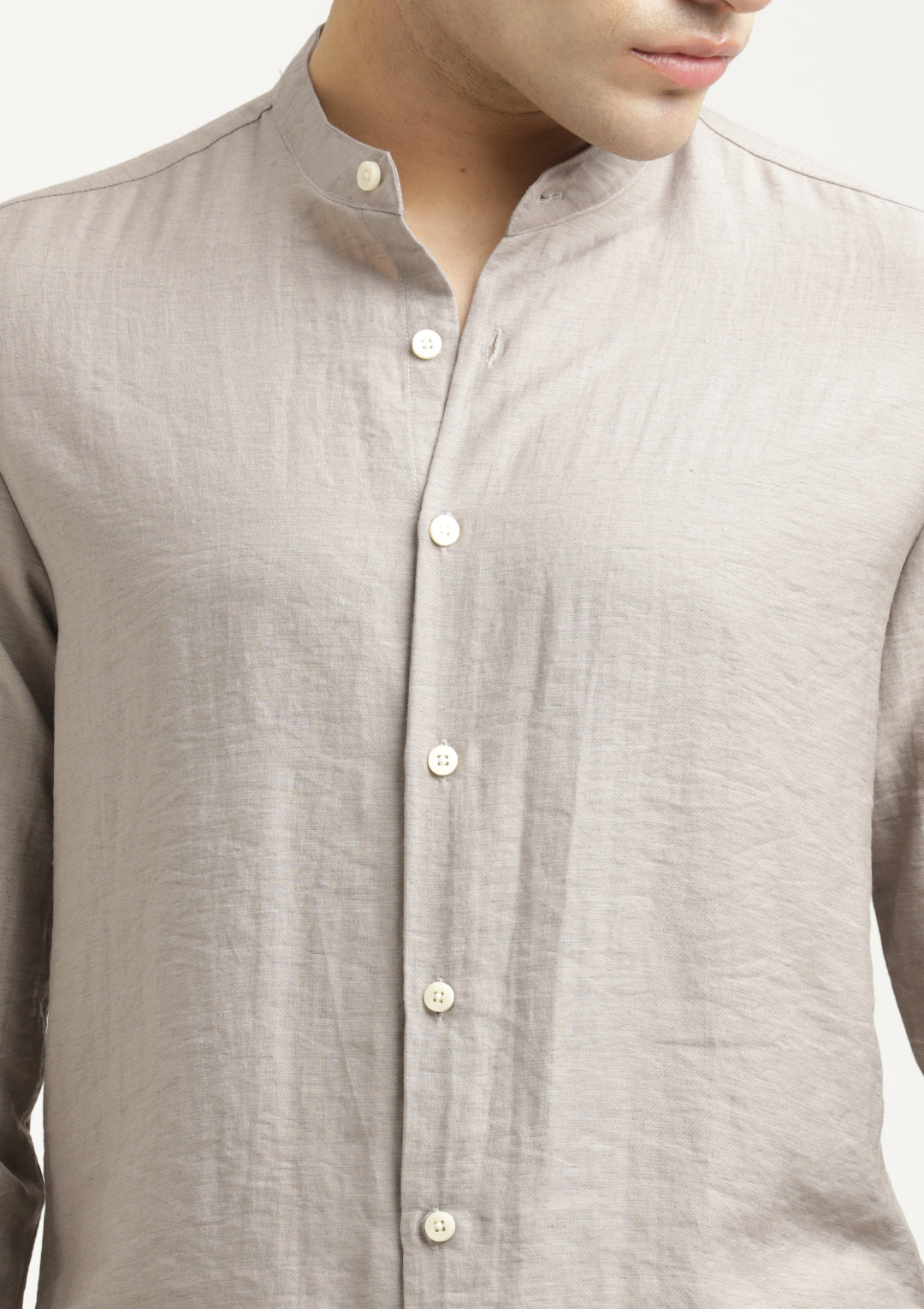 Men Mandarin Collar Nylon Shirt