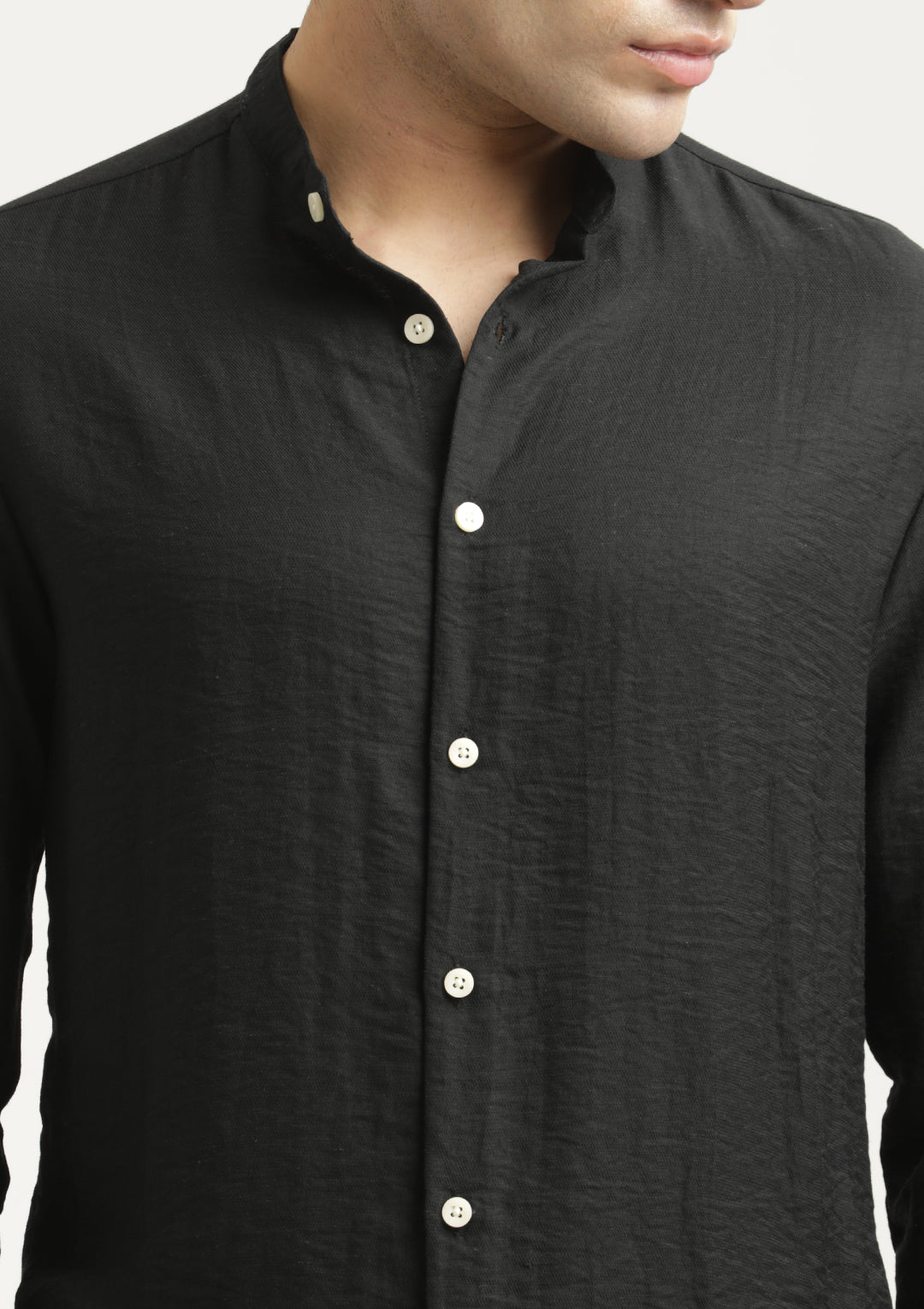 Men Mandarin Collar Nylon Shirt