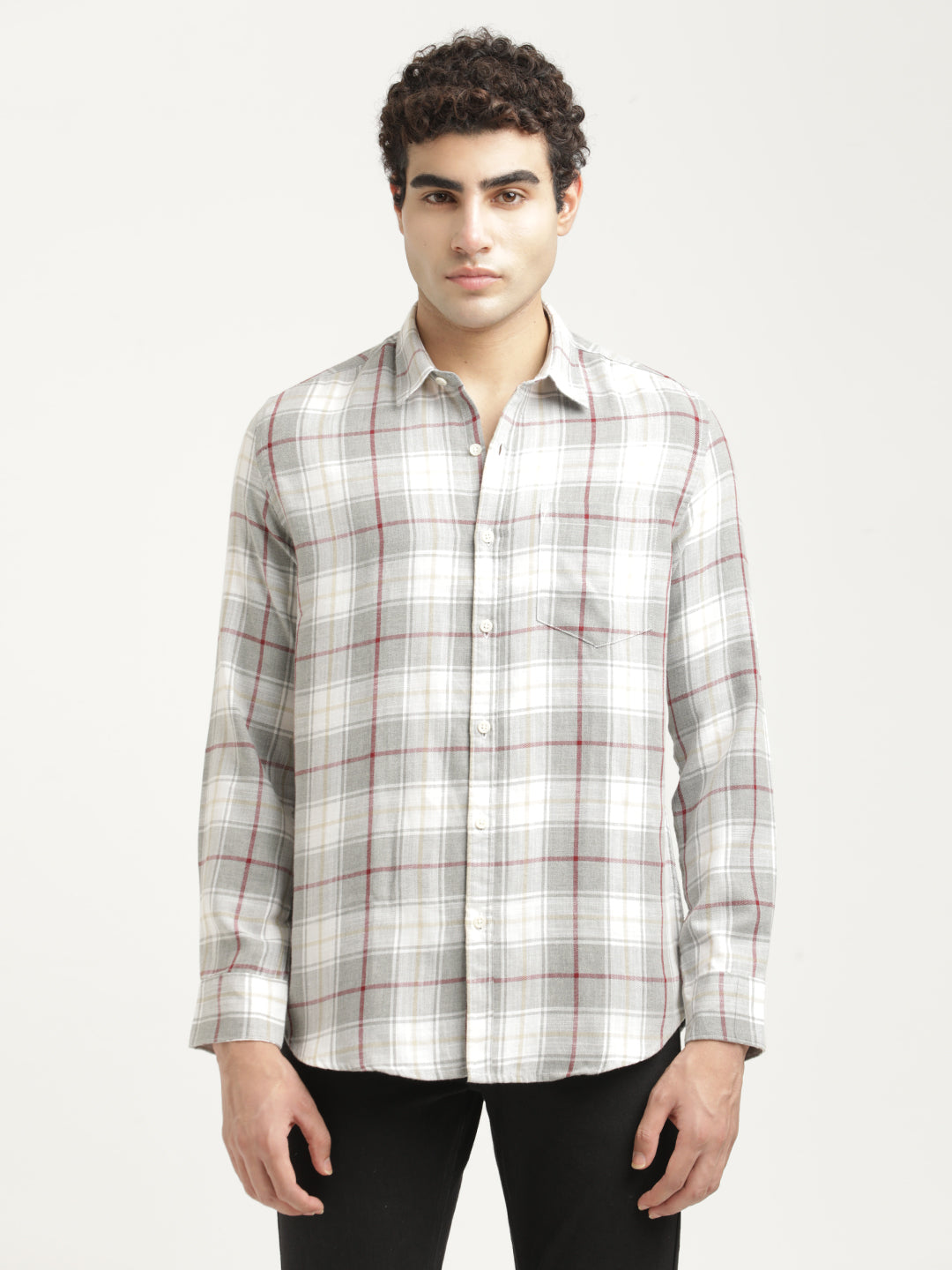 Men Checked Cotton-Linen Shirt