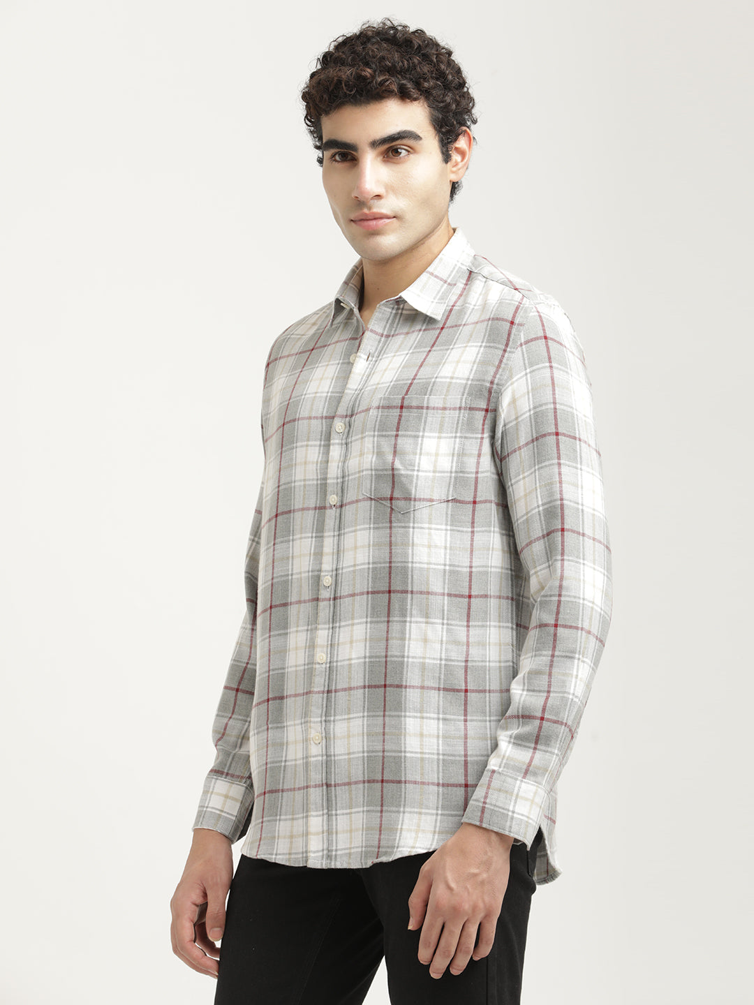 Men Checked Cotton-Linen Shirt