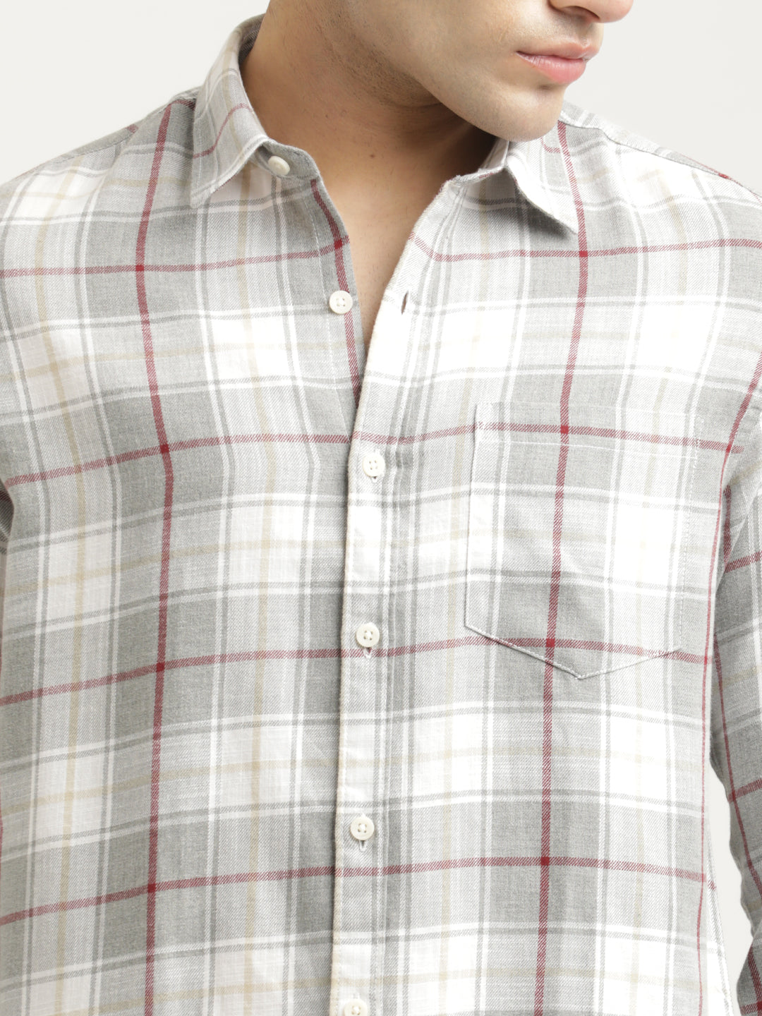 Men Checked Cotton-Linen Shirt