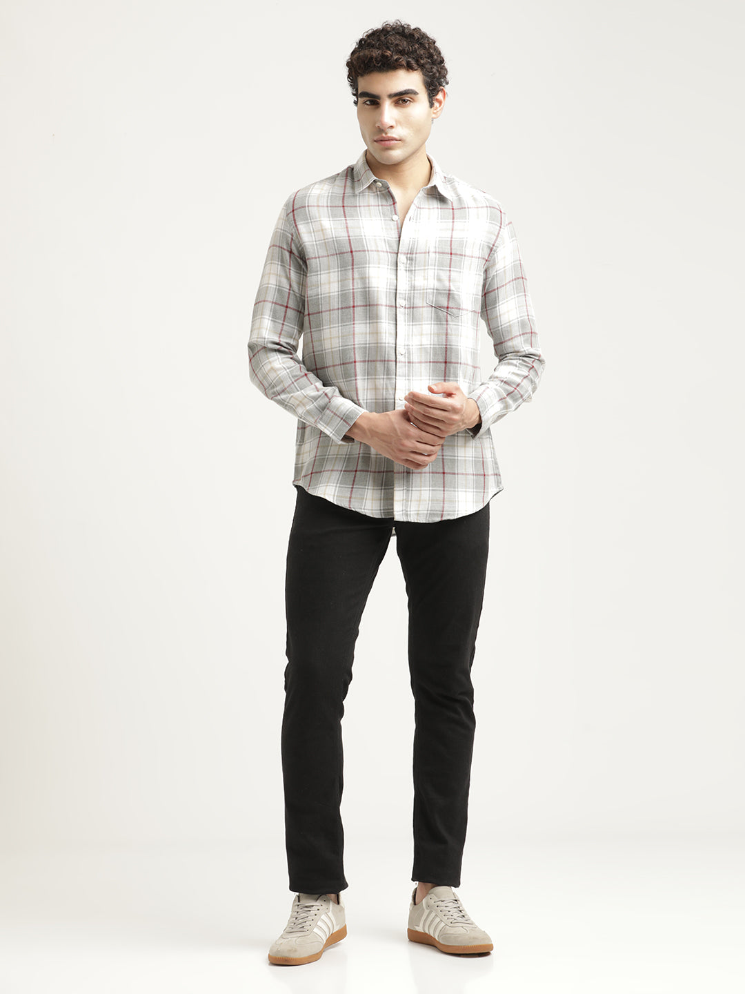 Men Checked Cotton-Linen Shirt
