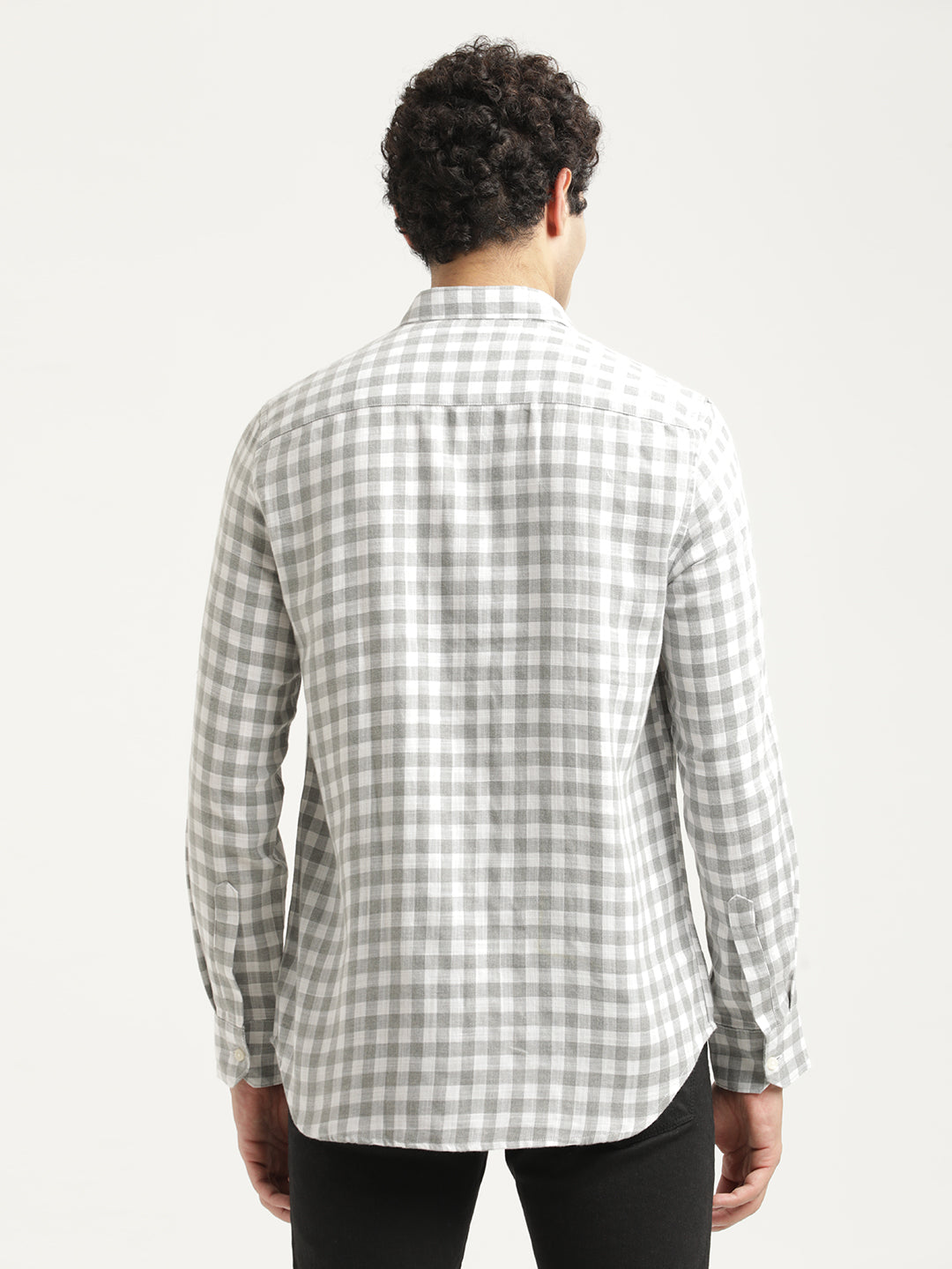 Men Checked Cotton-Linen Shirt
