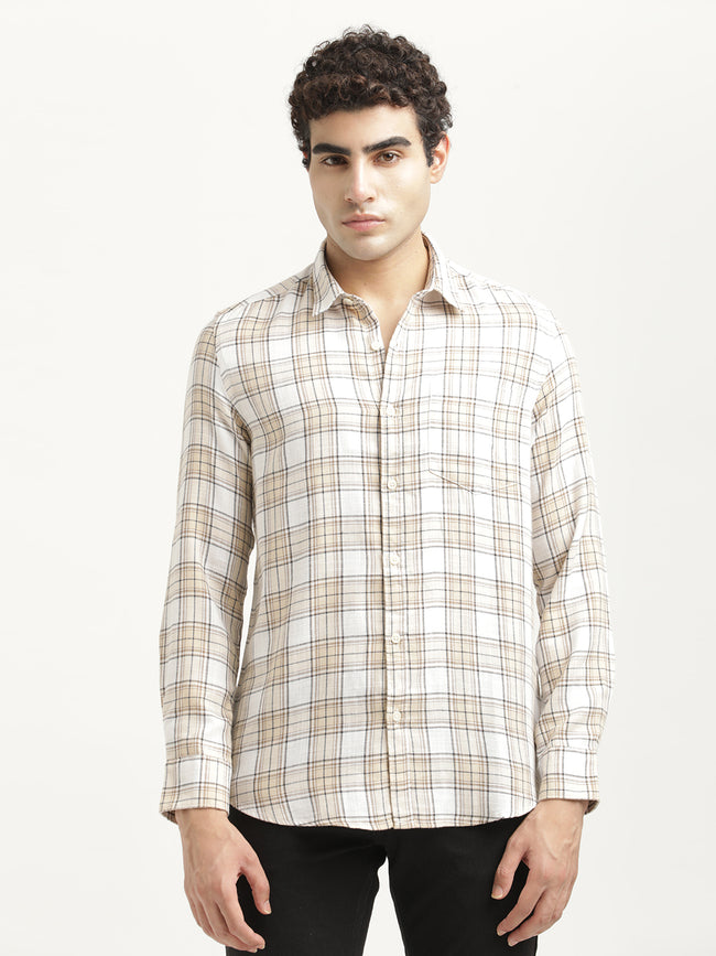 Men Checked Cotton-Linen Shirt