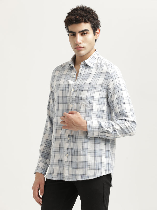 Men Checked Cotton-Linen Shirt
