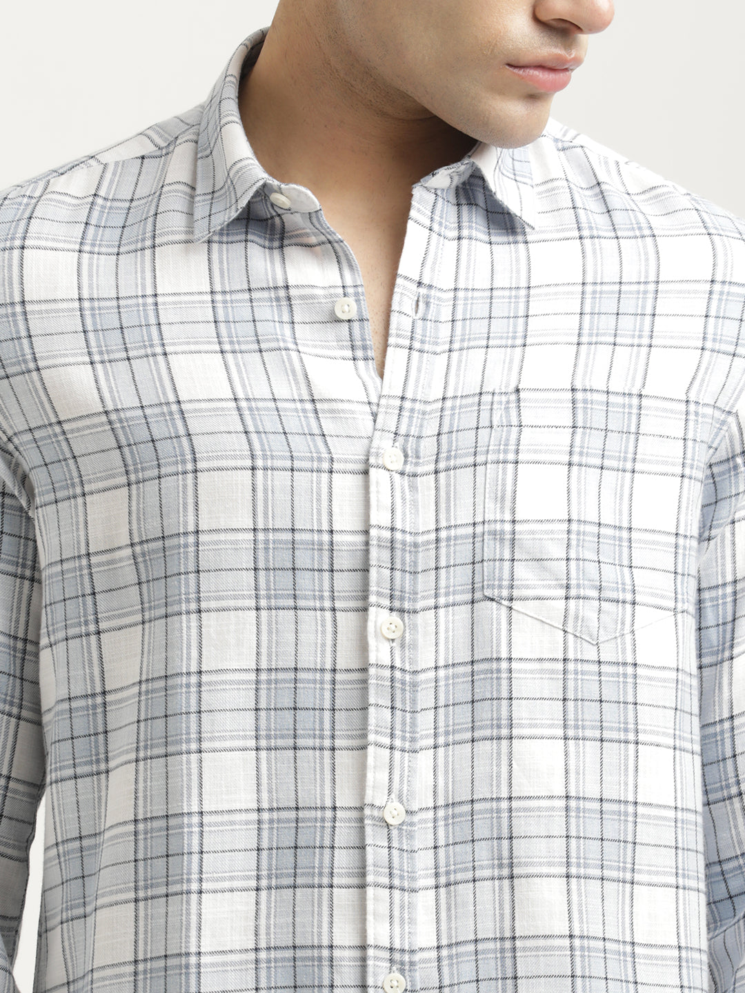Men Checked Cotton-Linen Shirt
