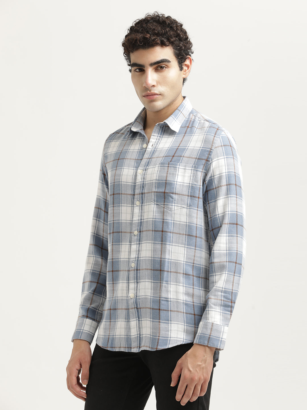 Men Checked Cotton-Linen Shirt