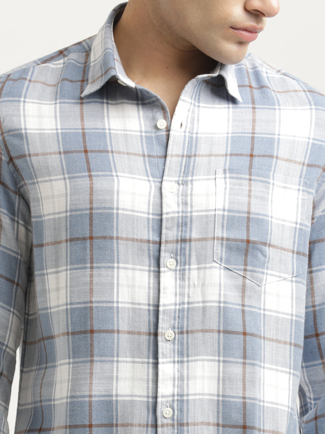 Men Checked Cotton-Linen Shirt
