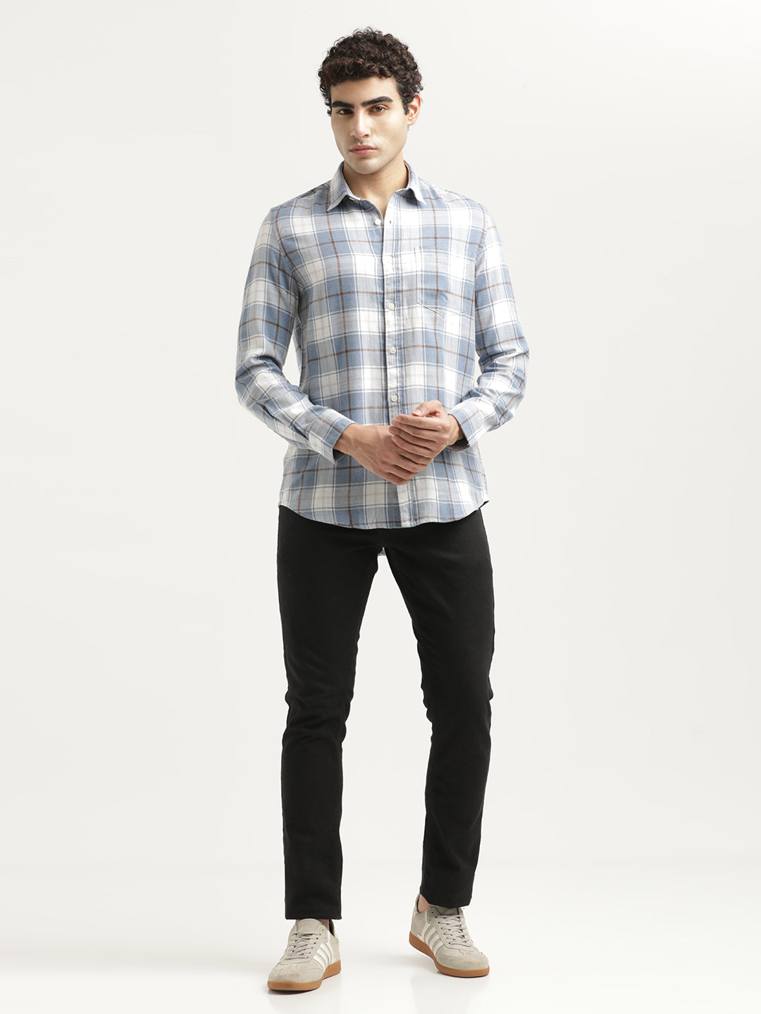 Men Checked Cotton-Linen Shirt