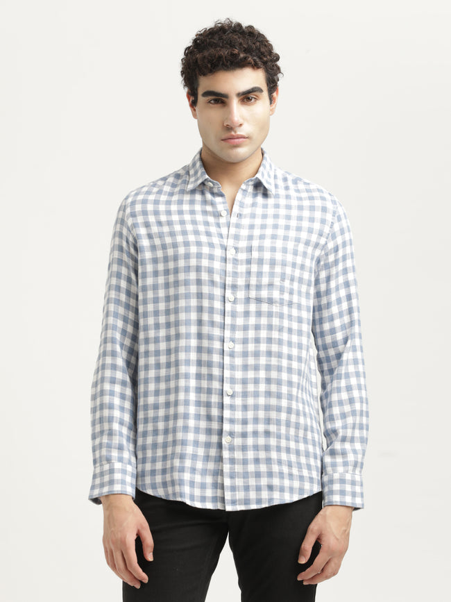 Men Checked Cotton-Linen Shirt