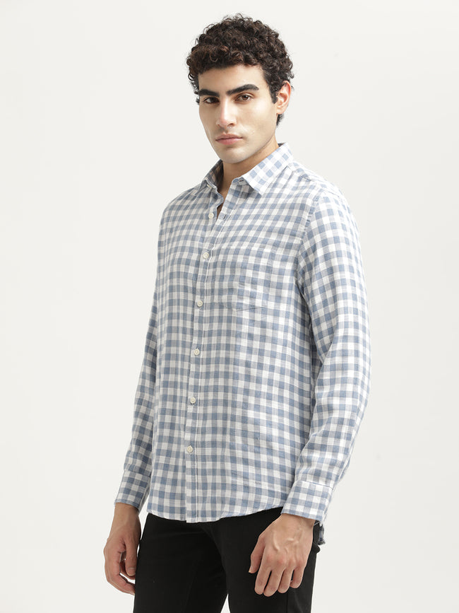 Men Checked Cotton-Linen Shirt
