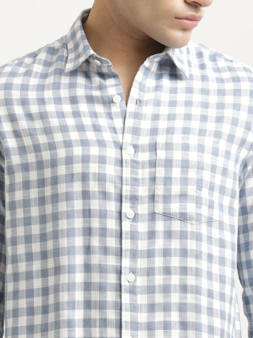 Men Checked Cotton-Linen Shirt