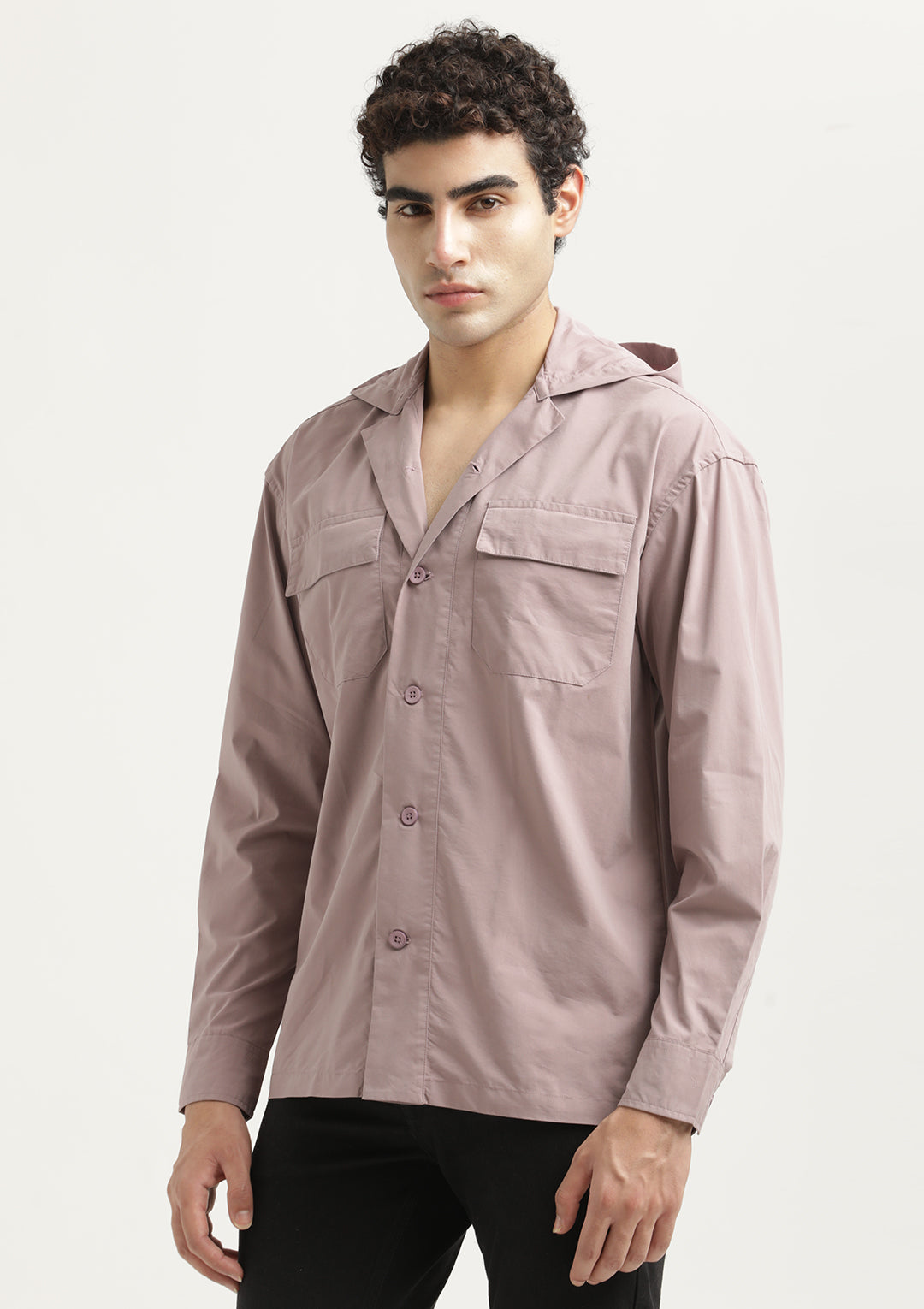 Men Hooded Utility Shirt
