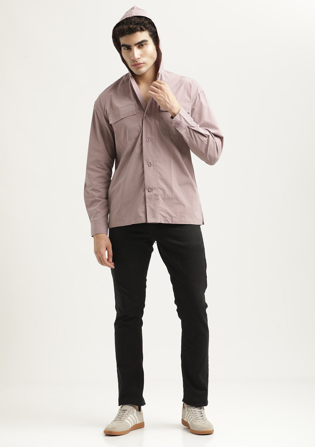 Men Hooded Utility Shirt