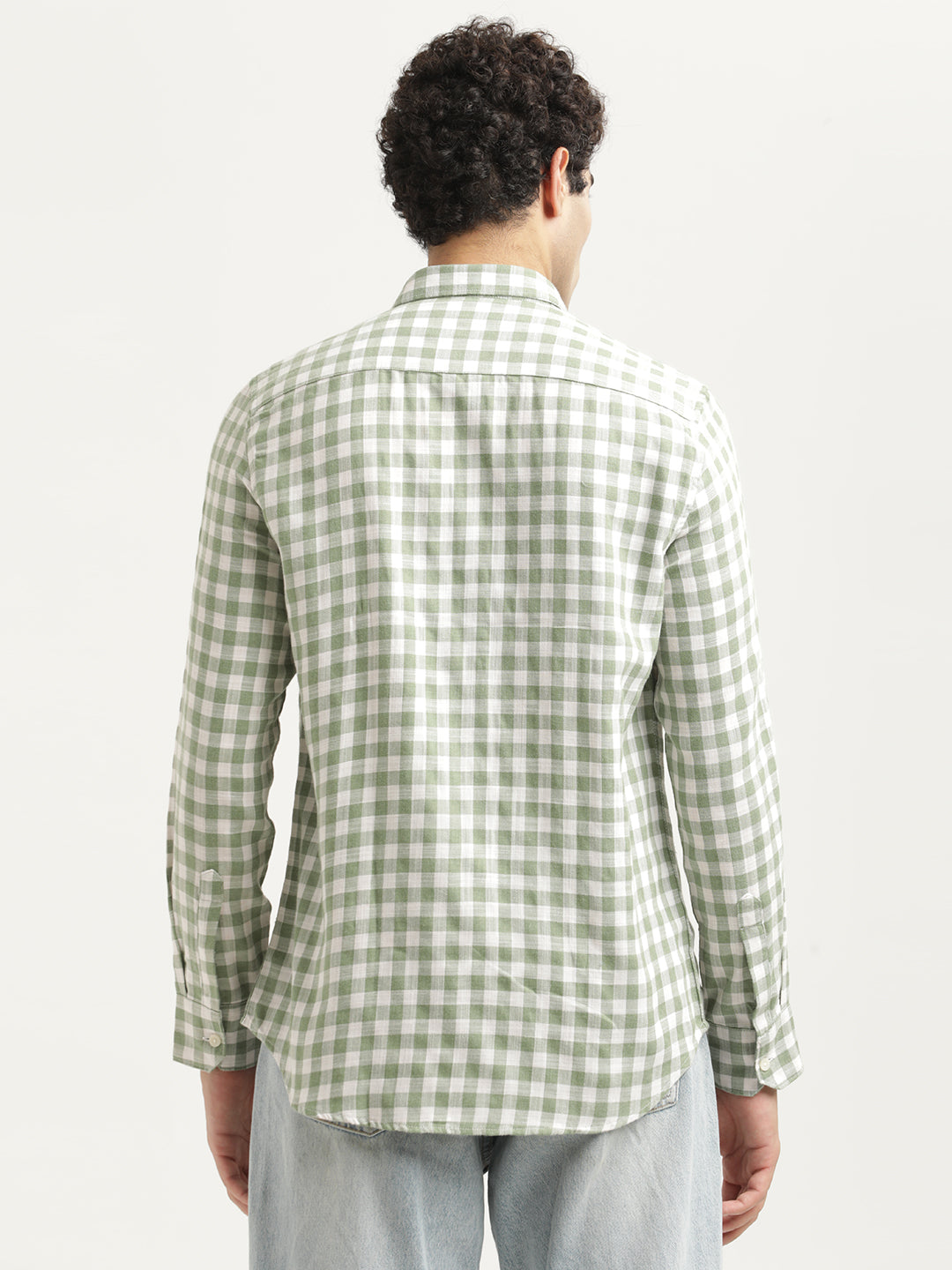 Men Checked Cotton-Linen Shirt