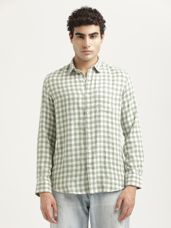 Men Checked Cotton-Linen Shirt