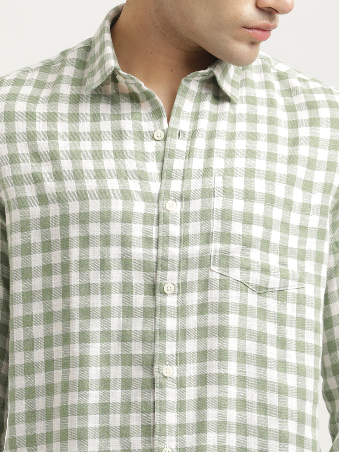 Men Checked Cotton-Linen Shirt
