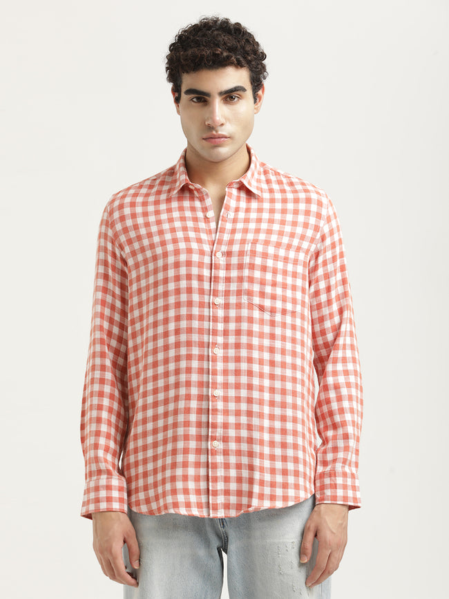 Men Checked Cotton-Linen Shirt