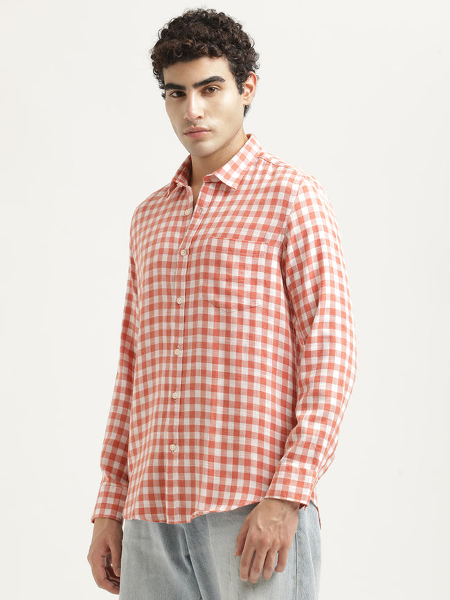 Men Checked Cotton-Linen Shirt