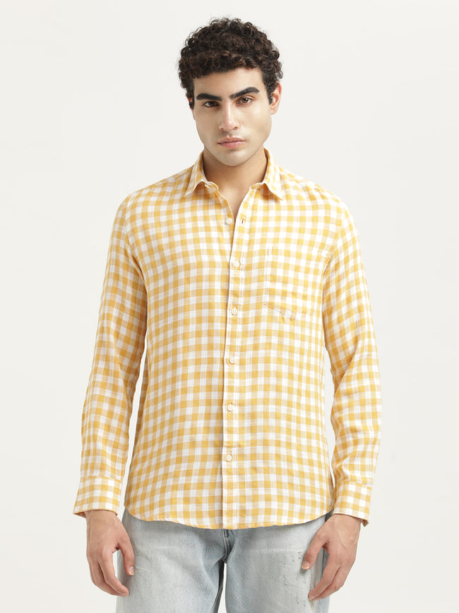 Men Checked Cotton-Linen Shirt
