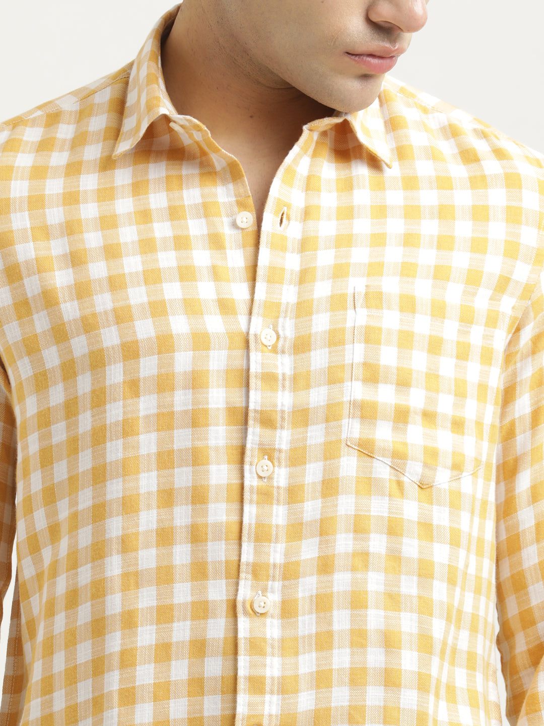 Men Checked Cotton-Linen Shirt