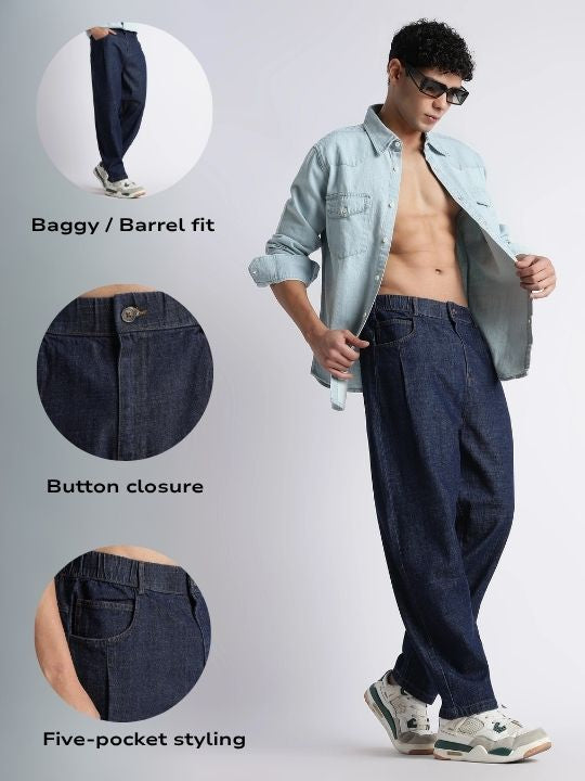 Men Indigo Baggy Jeans