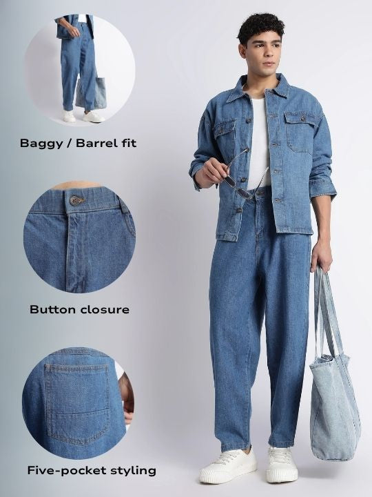 Men Mid Blue Baggy Jeans