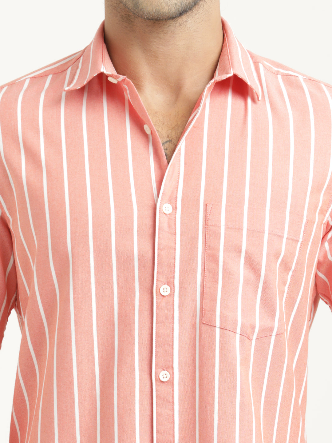 Men Striped Oxford Lycra Shirt