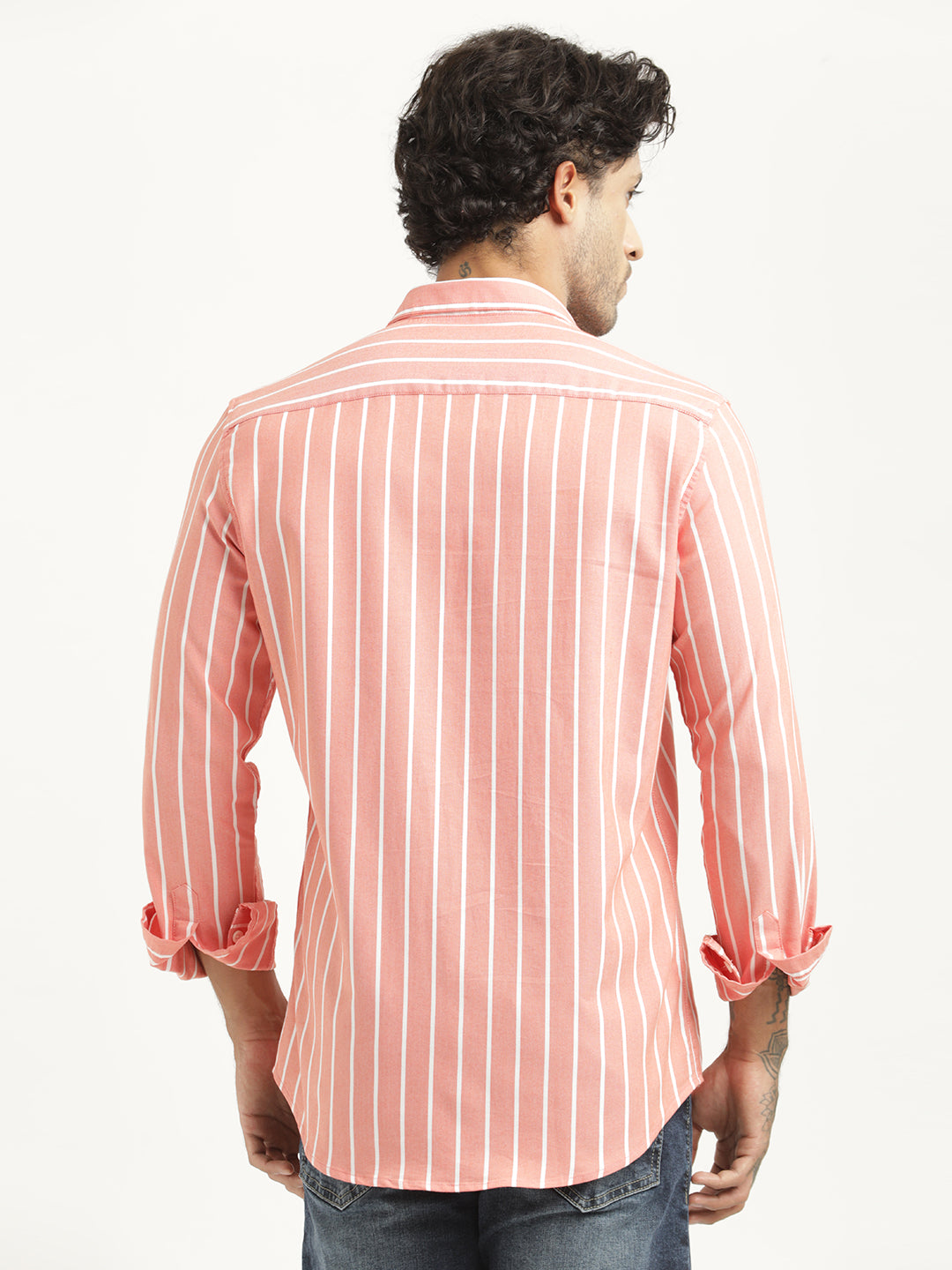 Men Striped Oxford Lycra Shirt