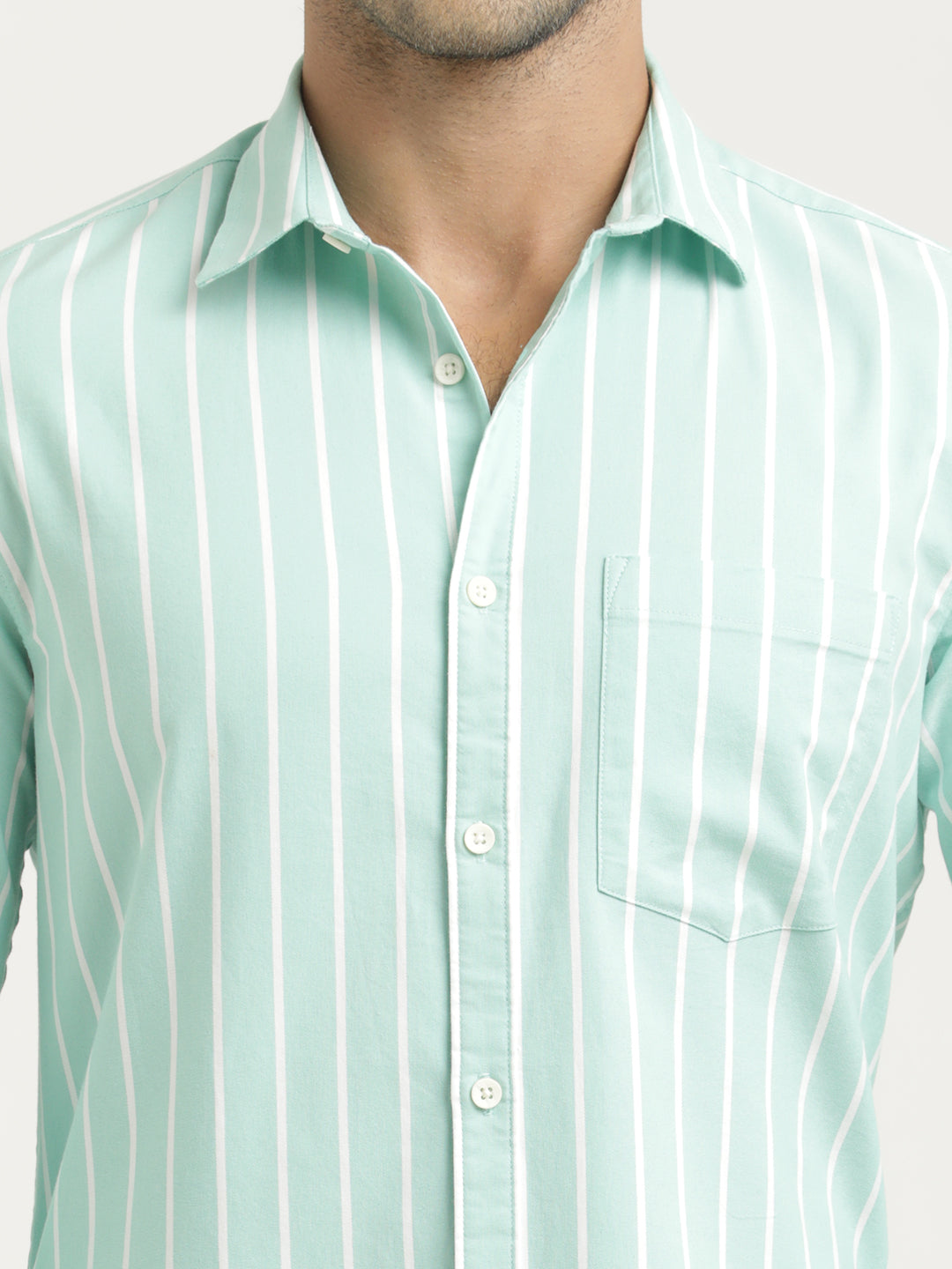 Men Striped Oxford Lycra Shirt