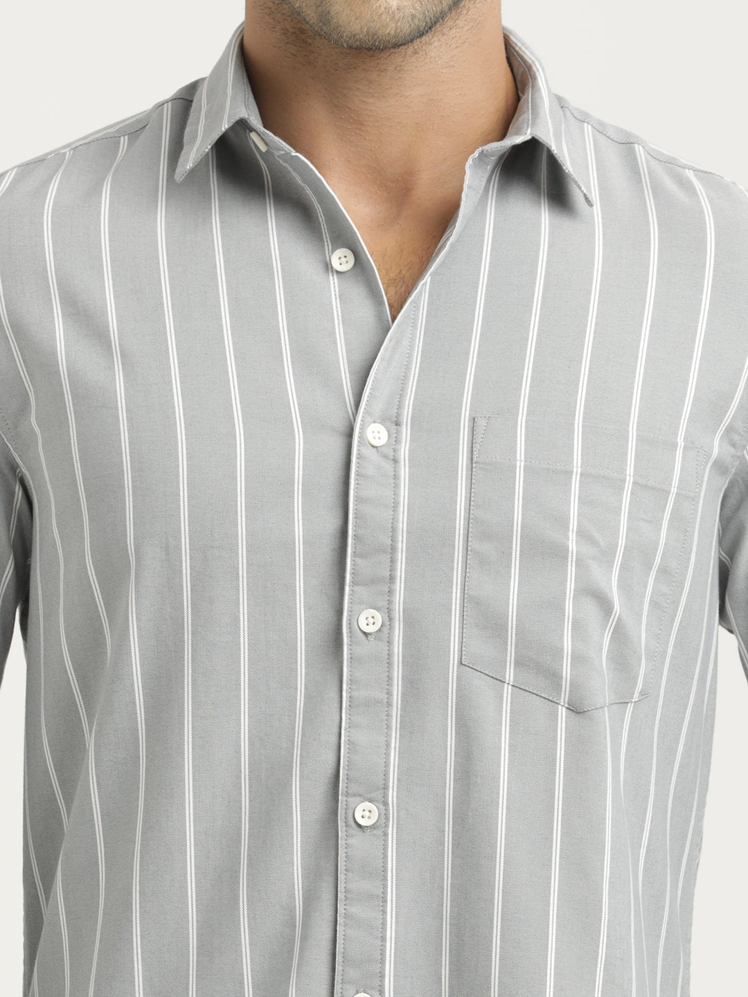 Men Striped Oxford Lycra Shirt