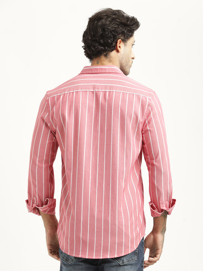 Men Striped Oxford Lycra Shirt