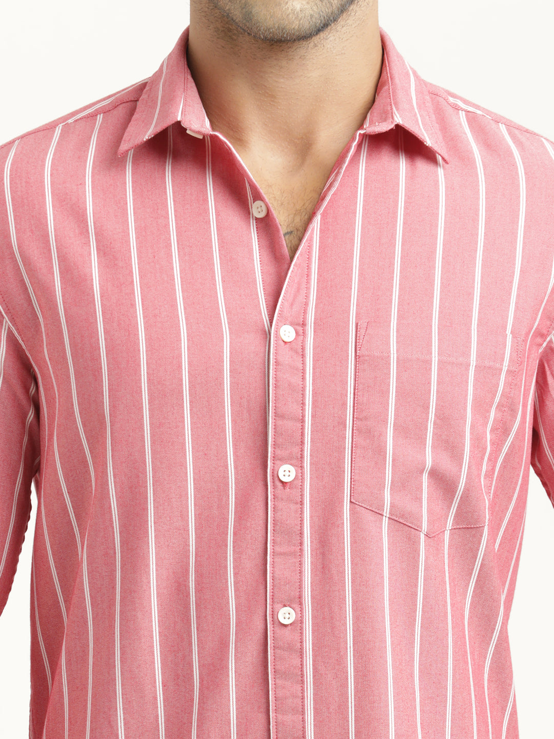Men Striped Oxford Lycra Shirt