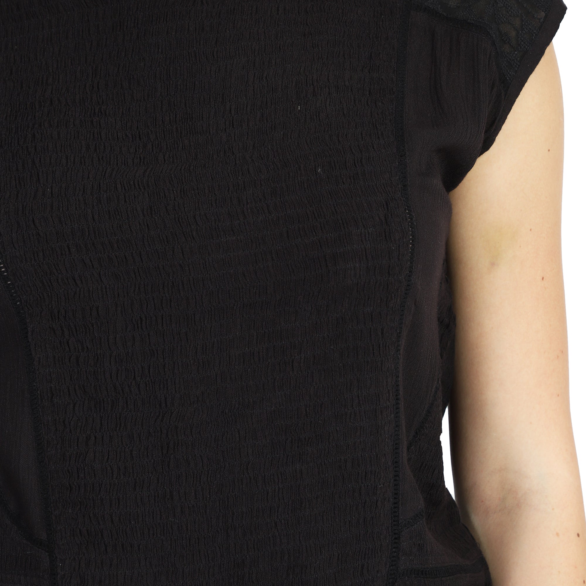 Women Black Round Neck Top